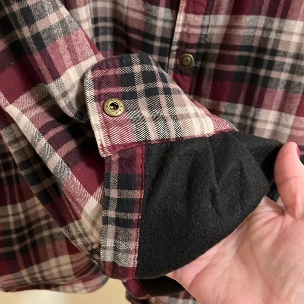 Croft & Barrow mens flannel shirt shacket XL fleece lined plaid outdoor warm